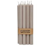 Nordring Lot de 8 bougies à tige Rustik gris chaud - 2,2 x 18 cm de haut - Colorées dans la masse - Certifiées RAL
