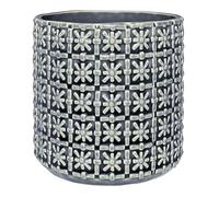 Nordring Pot de Fleur Cross - Pots de Fleurs décoratifs Couleur pour intérieur Style rétro créatif M (12,5 cm ø), Gris, Céramique