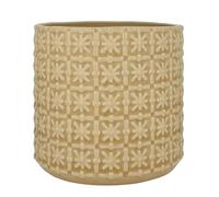 Nordring Pot de Fleur Cross - Pots de Fleurs décoratifs Couleur pour intérieur Style rétro créatif M (12,5 cm ø), Ivoire-Jaune, Céramique