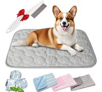 Nordseepfote Tapis rafraîchissant, pour chiens et chats, motif pattes de la mer du Nord, auto-refroidissant, avec système à 3 couches, lavable, antidérapant, gris, taille S