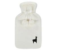 Nordstern Bouillotte beige avec housse douce de 1,8 l - Grande bouillotte anti-fuite avec housse en peluche douce - Idéale pour les adultes, les enfants et les adolescents