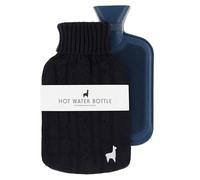 Nordstern Bouillotte de qualité supérieure avec housse en tricot doux - Bouillotte anti-fuite pour soulager la douleur - Bouillotte en caoutchouc naturel pour enfants et adultes - Bleu foncé