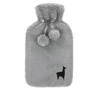 Nordstern Bouillotte grise avec housse douce - 1,8 l - Grande bouteille de lit anti-fuite avec housse en peluche douce - Idéale pour les adultes, les enfants et les adolescents