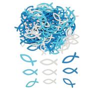 Nordstern® Lot de 144 décorations décoratives en bois Motif poissons Bleu