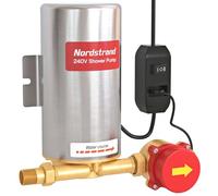 Nordstrand 90W Pompe de Douche - Surpresseur d'eau Électrique 240V | 1 Bar, 18 L/Min | Pompe en Acier Inoxydable pour Eau Chaude & Froide | Automatique/Manuel | Douche, Robinet, Tuyau d'arrosage