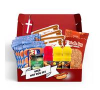 Nordthy Coffret Hot Dog Danois Original pour Hot Dogs - Pack Fête Complet avec Délicieuses Saucisses/Pains/Sauces Hot Dog/Remoulade/Cornichons (Lot de 40)