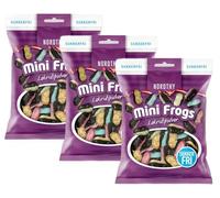 Nordthy Mini Frogs sans sucre 3 x 75 g Bonbons fourrés à la poudre de réglisse Bonbons à la réglisse sans sucre Faibles en glucides Conviennent aux diabétiques