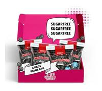 Nordthy Réglisse douce sans sucre 4 x 75g (300g) - Bonbons danois originaux sans sucre - Réglisse à faible teneur en calories - Snack sain & bonbons pour diabétiques