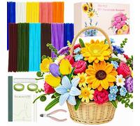 NORDUN Kit Complet Fils Chenille Fleurs,700 Pièce épaisse Cure Pipe Chenille,Fils Chenilles Loisirs Creatifs,10 Colorés Pipe Cleaners Flower avec Instructions,Art Bricolage Bouquet Boîte-cadeau