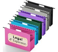 NORDUN Lot de 6 dossiers suspendus extensibles de taille légale extra capacité, poche renforcée de 10,2 cm, dossiers suspendus en plastique pour armoire de classement, dossier suspendu robuste avec