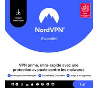 NordVPN Essentiel 2026 | Renouvellement | 10 appareils | 1 an | PC/Mac/Linux/iOS/Android | Livraison email