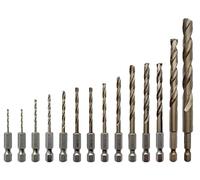 NordWolf Lot de 14 forets en cobalt pour tôle de métaux durs en acier inoxydable, tige hexagonale 6,35 mm pour mandrins rapides et visseuses à percussion, 1,5 mm à 10,0 mm, dans un étui de rangement