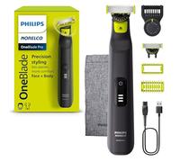 Philips Norelco OneBlade Pro QP6542/70 Rasoir électrique pour visage + corps, tondeuse à barbe et corps avec technologie 360 lames, peigne de précision 14 longueurs, kit de corps, pochette souple