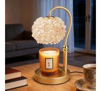 NOREMIA Chauffe-bougie de luxe avec minuteur, abat-jour en pierre précieuse en cristal et base de qualité supérieure - Chauffe-cire réglable pour décoration d'intérieur