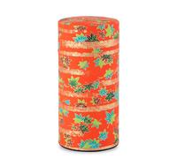 NOREN Boîte à thé japonaise en étain (papier Yuzen Washi - Feuilles d'automne/rouge), taille 200 g/fabriquée au Japon avec couvercle intérieur hermétique anti-humidité/bocal de cuisine pour feuilles