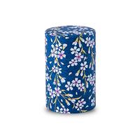 [ NOREN ] Boîtes à Thé Washi - Japonais 100g (Kyouzakura - Bleu marine) Boîte en métal/Hermétique et Anti-humidité, Double Couvercle