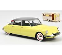 NOREV 1/18 CITROEN DS19 1960 JAUNE AVEC CARAVANE MODÈLE STATIQUE DIECAST