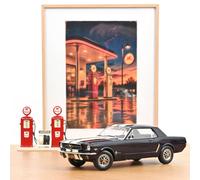 Norev Voiture miniature 1:18 Ford Mustang Coupé Hardtop 1965 Bleu bandes blanches NV182805