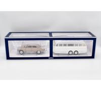 Voiture Miniature de Collection - NOREV 1/18 - PEUGEOT 404 with Caravan Henon - 1965 - Brown Metallic - 184837