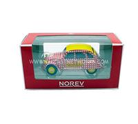 Norev- Citroen 2 CV 6 Special 1980 Saucisson Cycliste Véhicule Miniature, 310601, Rouge/Blanc/Jaune, Echelle 1/64