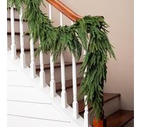 Norfolk Guirlande de Noël en pin pour cheminée - Guirlande extra complète réaliste et épaisse pour décoration, branches de verdure artificielles pour escalier, cheminée, toucher réaliste, doux et