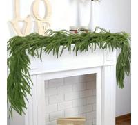 Norfolk Pine Garlands with Light, Christmas Garland with Lights, Real Touch Green Faux Greenery Garland for Christmas Table, Stairs Fireplace Wall Outdoor Indoor Porch Decorations (No Light,1m)