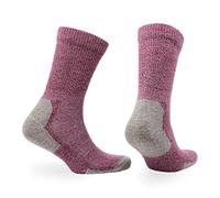 Norfolk Socks Chaussettes de randonnée et de marche rembourrées non restrictives en laine et bambou pour jambes gonflées, pieds, chevilles, longueur ras du cou, homme et femme, 1 paire, fuchsia, M
