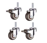 Norgail Lot de 4 petites roues pivotantes de 2,5 cm en caoutchouc souple TPE M6 x 15 mm fileté métrique (2 avec freins), capacité de charge de 11 kg