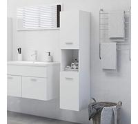 Norheim Armoire de Salle de Bain avec 5 Compartiments de Rangement, Armoire Haute de Rangement, Blanc, 30x30x130 cm