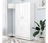 Norheim Bibliothèque, Armoire à Livres, Meuble de Rangement,Salon Bureau Maison Intérieur Armoire à Vitrine,Meuble Haut Cuisine-avec 2 Compartiments et 2 Portes,Blanc Brillant 82,5x30,5x150 cm