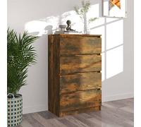 Norheim Buffet Industriel avec tiroirs et Portes, Commode Meuble de Rangement avec 4 tiroirs Chêne fumé 60x35x98,5 cm Bois d'ingénierie