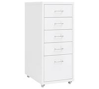 Norheim Caisson de Bureau à roulettes,Caisson Mobile à roulettes avec 5 Tiroirs, Classeur Vertical, Meuble Rangement Bureau,Caisson Bureau,Meuble tiroir, Classeur avec 5 tiroirs-Blanc 28x41x69 cm