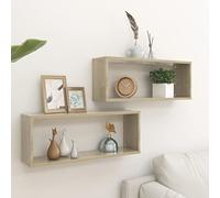 Norheim Étagères Cube murales, Cube de Rangement étagères,Etagere Carre Murale, Étagère à Suspendre,Flottantes étagères Cube, Support Mural Bois Carré, 2 pcs Chêne Sonoma 60x15x23 cm