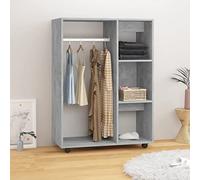 Norheim Garde-Robe à Vêtements, Armoire Penderie Chambre d'Adulte à Roues, Portable - Gris Béton 80x40x110 cm