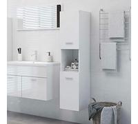 Norheim Meuble Colonne de Salle de Bain avec 5 Compartiments de Rangement,Armoire pour Salle de Bain,Armoire Haute de Rangement, Petite Armoire pour Salle d’Eau, Cuisine-Blanc Brillant 30x30x130 cm