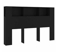 Norheim Tête de lit avec Rangement,Tete de lit Bois,Design Mural,Espace de Rangement,Parfait pour n'importe Quelle Chambre,Noir 160x18,5x104,5 cm