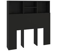 Norheim Tête de lit avec Rangement,Tete de lit Bois,Design Mural,Espace de Rangement,Parfait pour n'importe Quelle Chambre,Noir 100x19x103,5 cm
