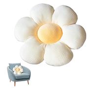 Norhogo 1 pièce 40cm Coussin de Sol en Forme de Fleur Mignon, Blanc + Jaune | Coussin tatami décoratif en peluche en forme de fleur, coussin d'assise confortable pour la décoration d'intérieur, cadeaux