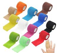 Norhogo 12 rouleaux de bandage cohésif élastique respirant pour poignet, entorses et gonflements, pour homme, animal et sport, 5 cm x 4,5 m