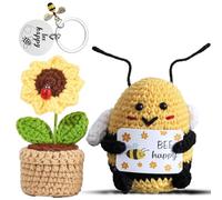 Norhogo 3 pièces cadeaux positifs, abeille heureuse, abeille mignonne au crochet, porte-clés abeille, poche étreinte tournesol petits cadeaux, cadeaux porte-bonheur pour amis et famille