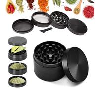 Norhogo Broyeur à épices en 4 pièces en métal, Moulin à poivre polyvalent portable noir