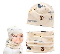 Norhogo Ensemble bonnet en coton pour bébé et enfant - Bonnet d'hiver pour garçons et filles - Bonnet + écharpe tubulaire - Écharpe d'hiver pour garçon et fille, coloré, S-L
