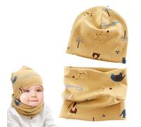 Norhogo Ensemble bonnet en coton pour bébé et enfant - Bonnet d'hiver pour garçons et filles - Bonnet + écharpe tubulaire - Écharpe d'hiver pour garçon et fille, coloré, S-L