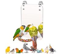 Norhogo Jouet pour Perroquet Miroir en Acrylique avec Support et Corde | Jouet pour perruche - miroir en acrylique pour perroquets gris d'Afrique, perruches, calopsittes et autres oiseaux