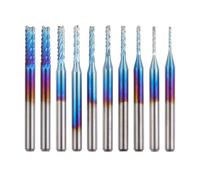 Norhogo Lot de 10 fraises à bout hélicoïdales à double cannelure, Nano Blue Coat, 0,8-3,175 mm