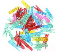 Norhogo Lot de 100 mini pinces à linge en plastique avec plume pour lingettes et photos Décoration de fête d'art et d'artisanat 4,5 cm (couleur transparente)