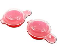 Norhogo Lot de 2 cuiseurs à œufs pour micro-ondes, œufs rapides, hamburger, omelettes, ustensiles de cuisine (rouge et transparent)