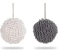 Norhogo Lot de 2 serviettes chenille - Serviette sèche à la main - Ultra absorbante - Torchon doux avec œillet de suspension - En microfibre douce et douce - Pour toilettes, toilettes d'invités, salle