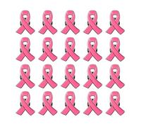 Norhogo - Lot de 20 Broches en Forme de Ruban Rose de Sensibilisation, en Métal et Émail Coloré, Ruban Rose, pour la Sensibilisation au Cancer du Sein