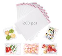 Norhogo Lot de 200 sachets transparents en cellophane plastique, Sacs en Cellophane Transparents Refermables, Plastique pour Bonbons Biscuits, mini sachet plastique, 16 * 25（21+4）cm